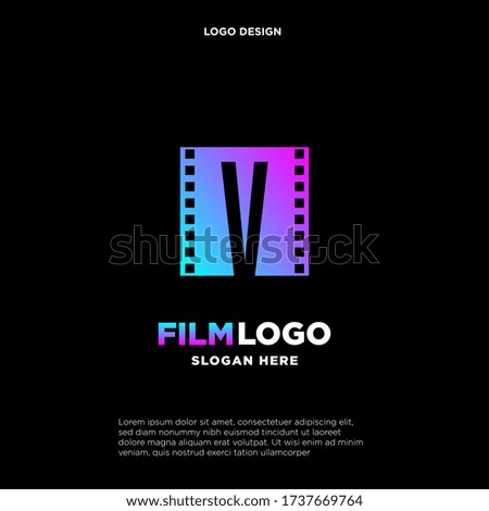 Letter V initial logo for Cinema film and videography design template