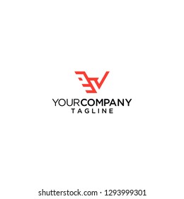 letter V initial logo fast line monoline vector icon