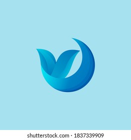 Letter V Initial Logo Template Design with blue color