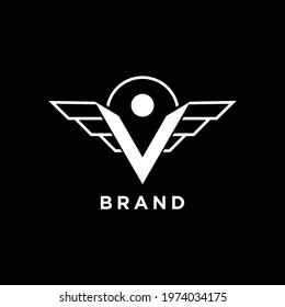 Letter V initial logo with wing concept design for brand