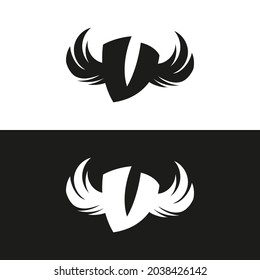 letter v initial logo with wings symbol vector image