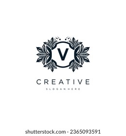 Letter V Initial natural leaf vector logo template design