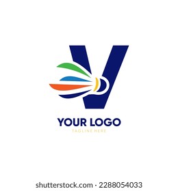 Letter V Initial Shuttlecock Logo Design Vector Icon Graphic Emblem Illustration