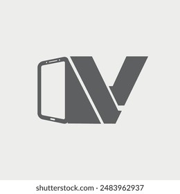 Letra V Diseño inicial del logotipo del teléfono inteligente. Ilustración vectorial EPS 10.