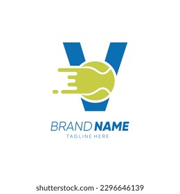 Letter V Initial Tennis Ball Logo Design Vector Icon Graphic Emblem Illustration