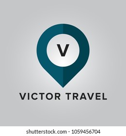 Letter V Initial. Travel Logo Vector Template.