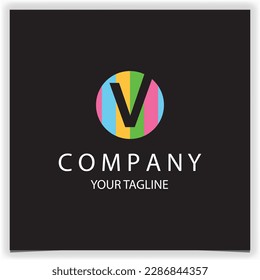 letter v initials logo with colorful circles suitable for paint logo premium elegant template vector eps 10