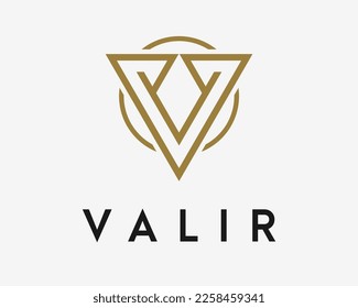 Letter V Initials Luxury Gold Elegant Line Art Linear Simple Minimalist Monogram Vector Logo Design
