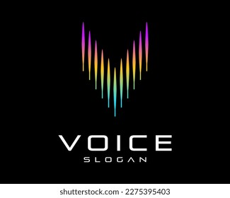 Letter V Initials Sound Voice Spectrum Rhythm Digital Futuristic Modern Vibrant Vector Logo Design