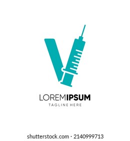 Letter V Injection Logo Design Vector Icon Graphic Emblem Illustration 