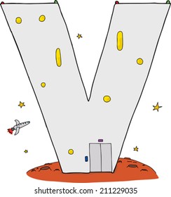 Letter V as isolated base on mars