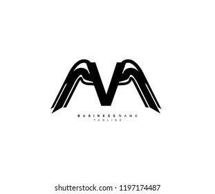 Letter V Isolated Strong Wings Shape Element Logo
