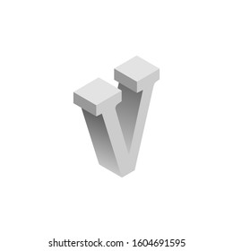 Letter v isometric 3d vector illustration capital letter isolated