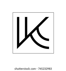 letter v k line art logo vector