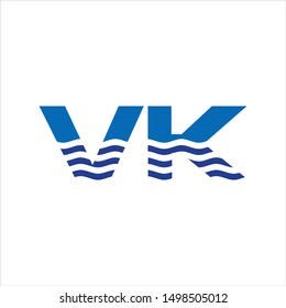 Letter V and K  Logo. Water Symbol. Sea Icon Vector Eps 10. 