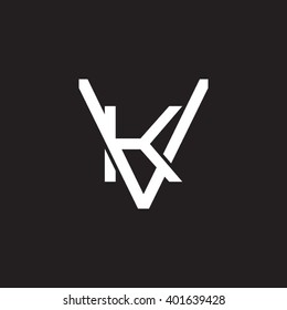 letter V and K monogram logo white black background