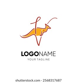 Letter V Kangaroo Logo Design Vector Icon Graphic Emblem Illustration