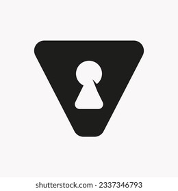 Letter V Key Hold Logo Design. Locked Icon, Security, Protection, Safe Symbol Vector Template