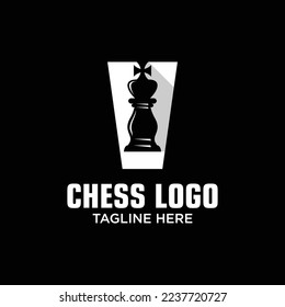 Letter V King of Chess Logo Design Template Inspiration, Vector Illustration.