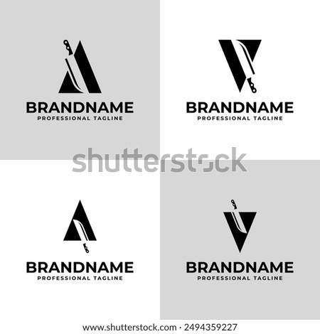Letter A or V Knife Logo, for Butcher Shops or Restaurant Branding