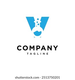 Letra V Ciencia de laboratorio Icono de logotipo Vector
