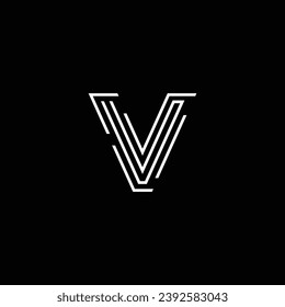 Letter V Labyrinth Triangle Logo abstract design vector template Linear style. Business Technology Hi-tech Science Maze Logotype concept icon.