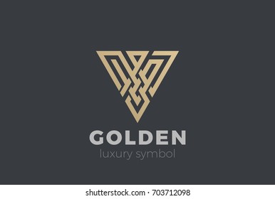 Letter V Labyrinth Triangle Logo abstract design vector template Linear style.
Business Luxury Fashion Maze Logotype concept icon.