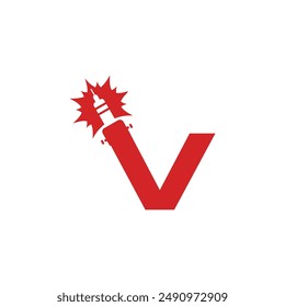 Letter V Laser cutting logo icon vector