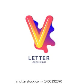 The letter V of the Latin alphabet. Display character in a bright contemporary style. Vector illustration