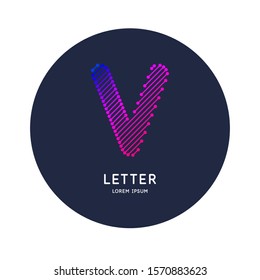 The letter V of the Latin alphabet. Display character in a bright contemporary style. Vector illustration