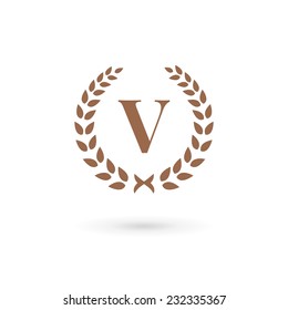 Letter v laurel wreath logo icon design template elements 