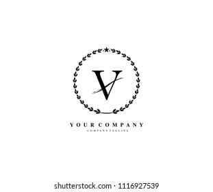 Letter V Laurel Wreath Vector Logo