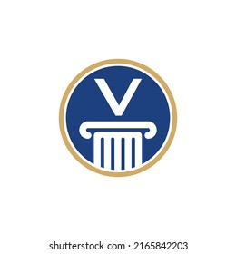 Letra V, vector de logotipo de ley 012