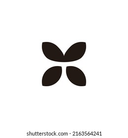 Letter V leaf, butterfly geometric symbol simple logo vector