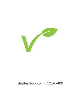 Letter V and leaf concept for vegetarian logo