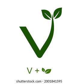 Letter V with a leaf concept. Very suitable in various natural business purposes also for icon, symbol, logo and many more.