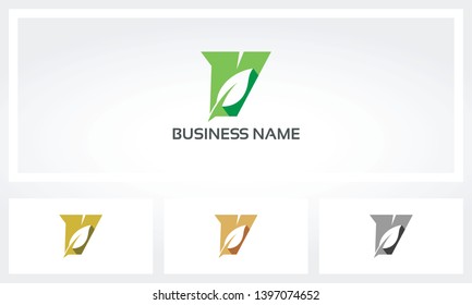Letter V Leaf Environment Natural Logo