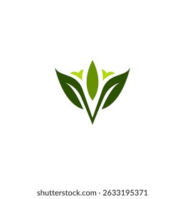 Letter V Leaf Flower Logo Design