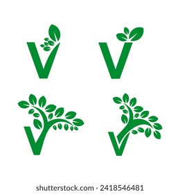 diseño del logotipo del icono de letra v hoja 