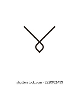 Letter V leaf, line geometric symbol simple logo vector