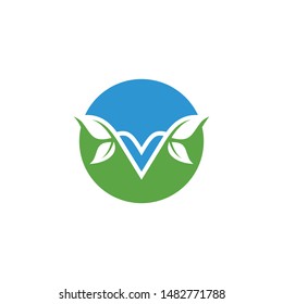 Letter V leaf logo design - vector