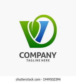 Letter V leaf logo design	