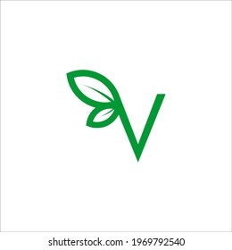 letter V leaf logo design vector sign