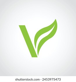 Letter V leaf logo design on white background