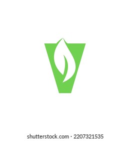 Letter V Leaf Logo Graphic Vector