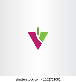 letter v with leaf logo icon vector symbol design
