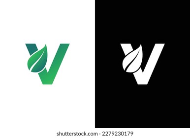 Letter V leaf logo icon design template vector. Symbol, alphabet, botanical, natural V letter logo design.