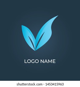 Letter "V" leaf logo isolated. Alphabet vector