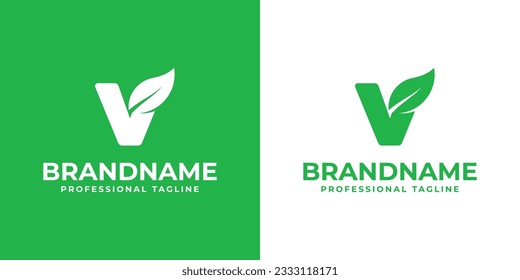 Letter V Leaf Logo, suitable for business related to leaf, nature, plant, ecology, or environment with V initial.