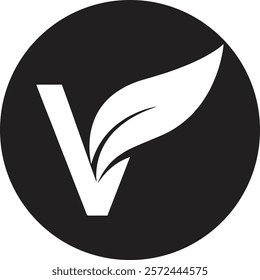 Letter V Leaf Logo, suitable for business related to leaf, nature, plant, ecology, or environment with V initial.